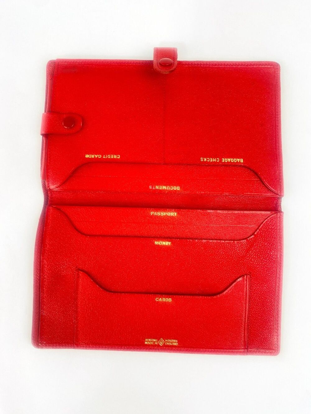 Vintage Genuine Leather Morocco England Red Passport Travel Document Holder Book